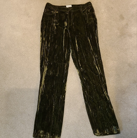 90's Grunge Deep Green Velor Pants - Picture 2 of 8